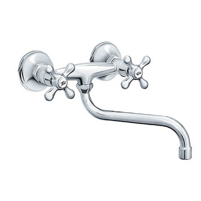 Slika Baterija NOSTALGIJA za sudoperu i lavabo izliv 200 mm zidna dvoručna N01101