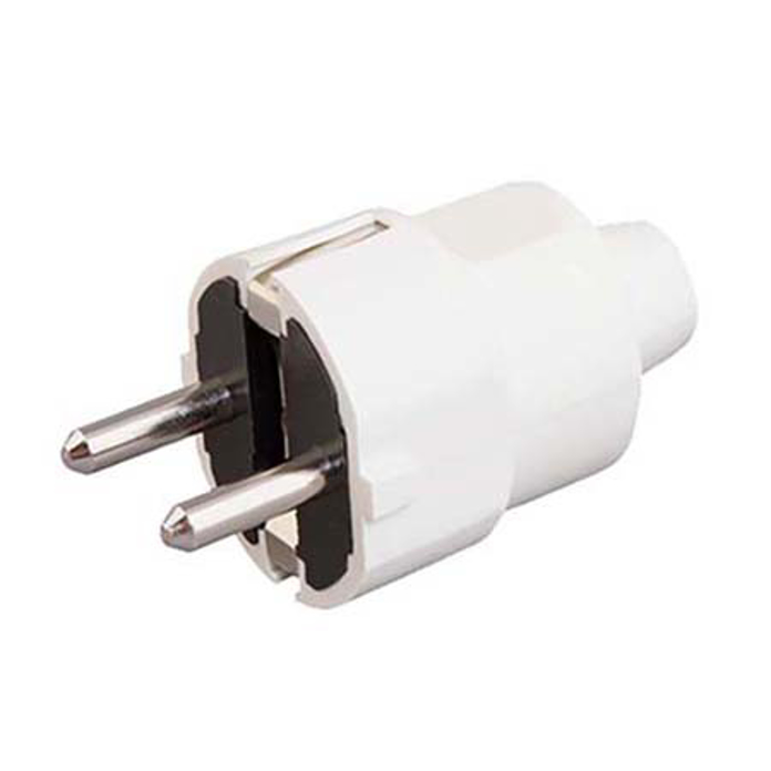 Beli gumirani rastavni utikač ELID 285 dvopolni sa uzemljenjem 16A 250V