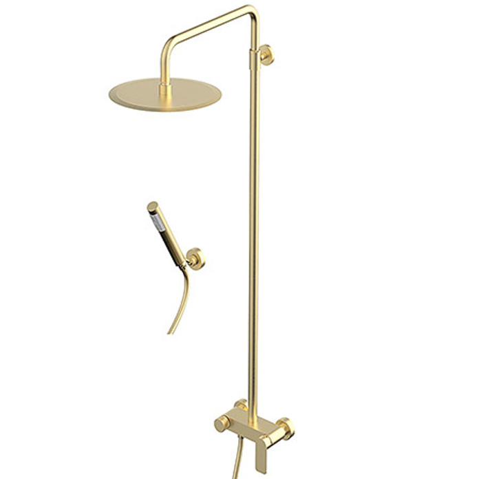 Baterija S2 GOLD 237251G za tuš kadu, zidna zlatna PVD baterija sa tuš ružom Ø250 mm i ručnim tušem