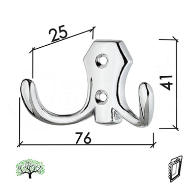 Slika Kuka za kaput DABEL V83 Hromirana 76x41x25 mm 0206069