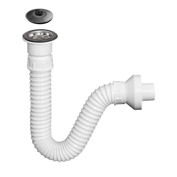 Slika Sifon lavaboa fleksibilni jednodelni sa čepom i rozetnom S-100000