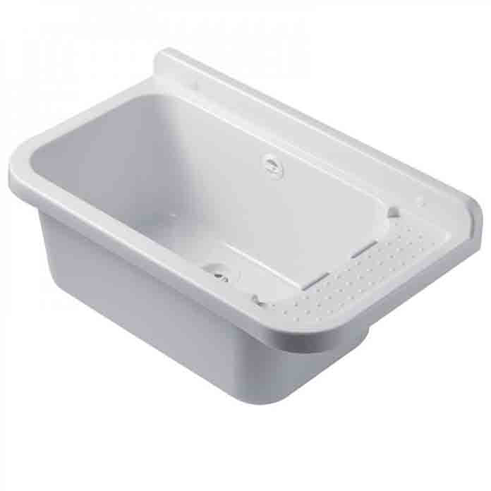 Beli PVC lavabo Vindabona 600x360 mm sa sifonom, prelivom i montažnim setom