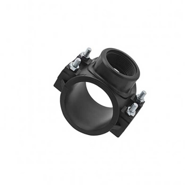 Plastična sedlasta obujmica 75 mm sa 6/4" unutrašnjim navojem za bočni priključak na PE cev