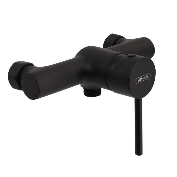 Crna baterija za tuš kabinu Minotti Tubo Dark Elegance 6113B sa tuš crevom i ručicom