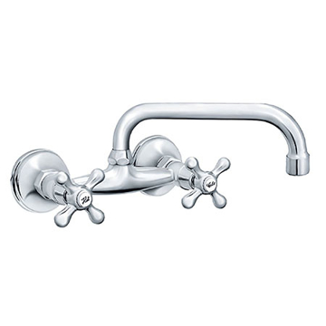 Slika Baterija NOSTALGIJA za sudoperu i lavabo izliv U 200 mm zidna dvoručna N03101