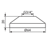 Slika Rozeta baterije 3/4 KING Ø64mm