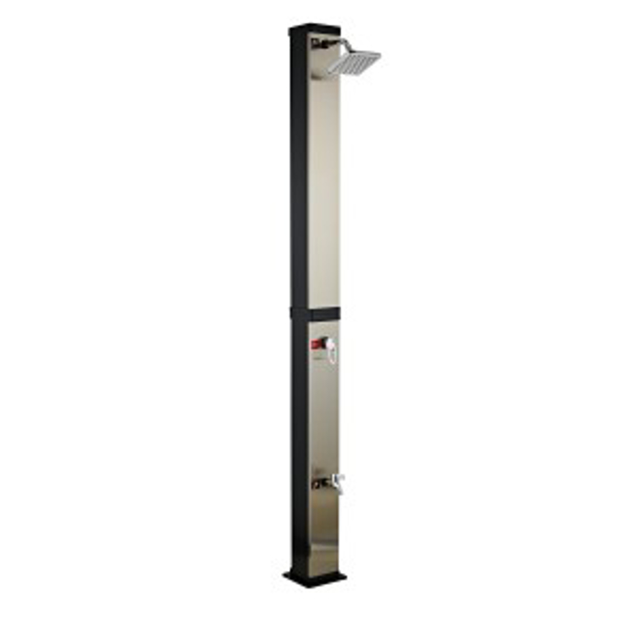 Solarni tuš za dvorište PVC NERO 40 litara kvadratni sa niklovanim detaljima